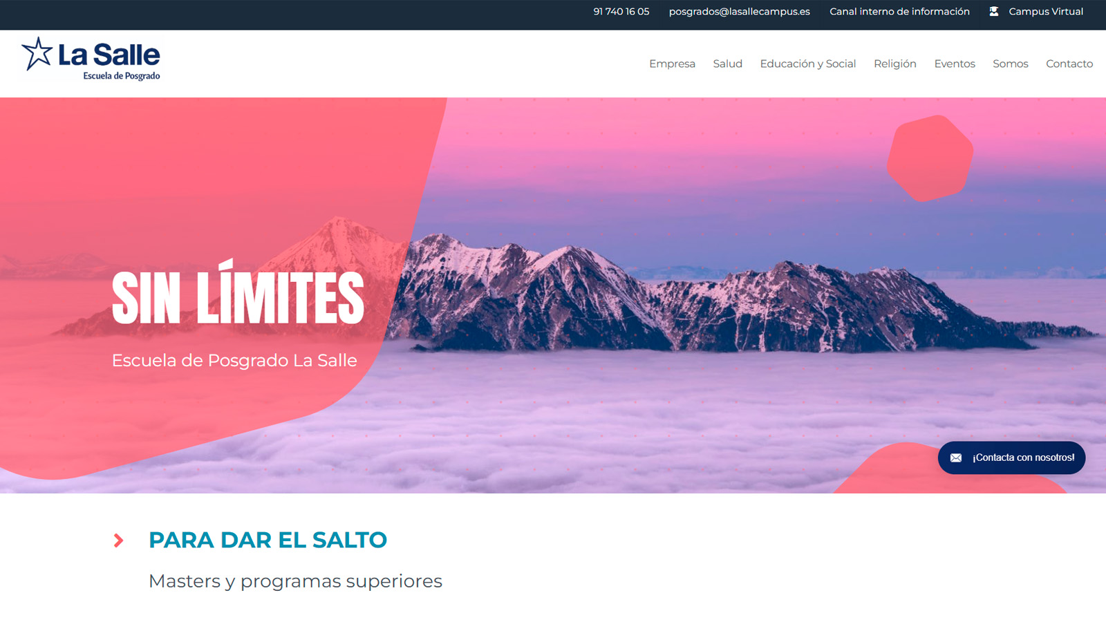 Web de la Escuela de Posgrado de La Salle